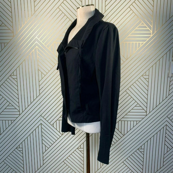 Annette Gortz Jacket Coat Zip Front Funnel Neck Moto‎ Black Size 36 US XS 4 6 - Picture 4 of 8